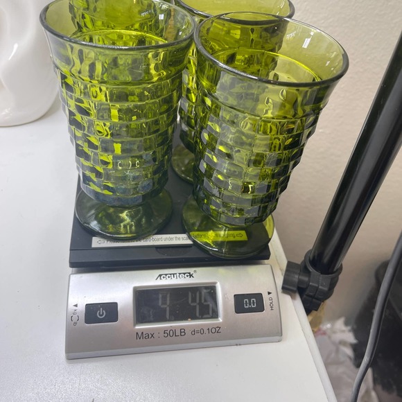 Vintage MCM Indiana Glass Co. Cubist Tumblers Avacado Green set of 6 - Picture 10 of 10